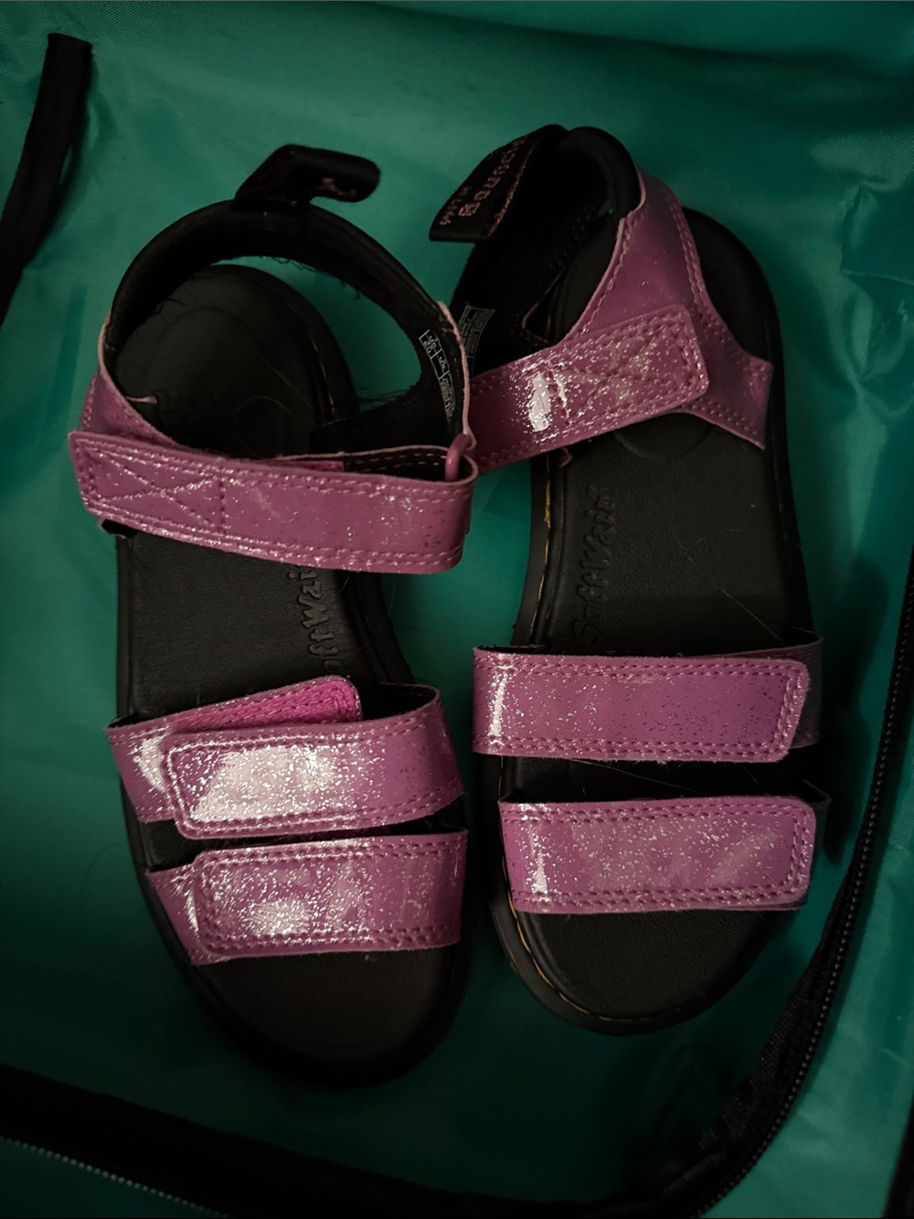 Dr. Martens Kids Pink Glitter Strap Sandals
